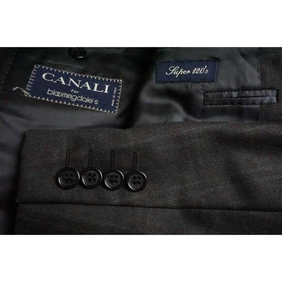 Canali S120s Wool Gray Green Plaid Sport Coat Jacket Sz 40R - Picture 1 of 9